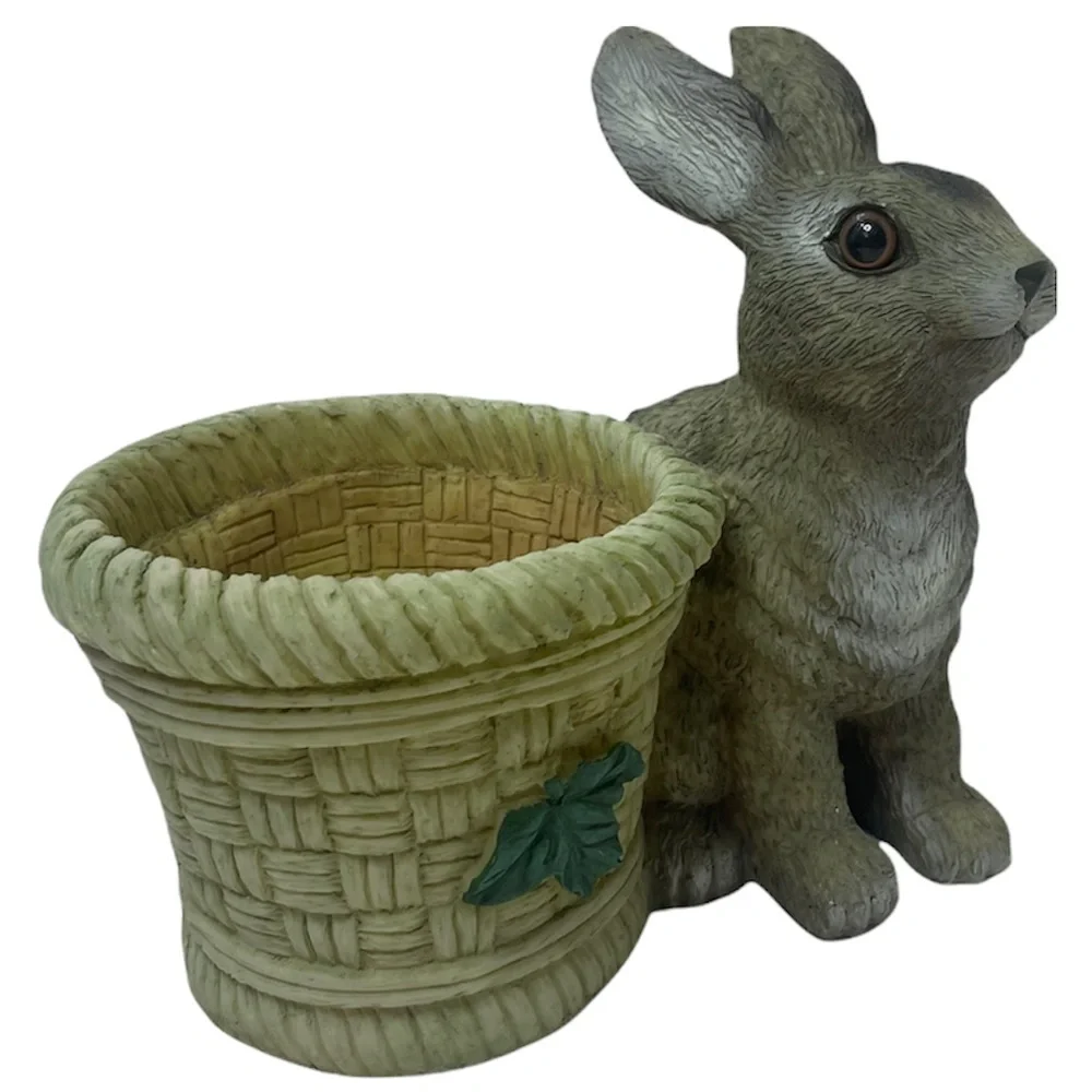 Vintage Rabbit Pot Planter Indoor Outdoor Resin Primitive Rustic Cottage Core